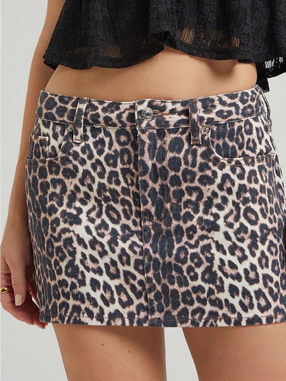 PacSun Pink and Black Leopard Print Women's Mini Skort